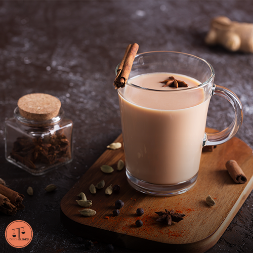 A premium Chai Latte, South African café, Golden brown waffles, Decadent chocolate mousse